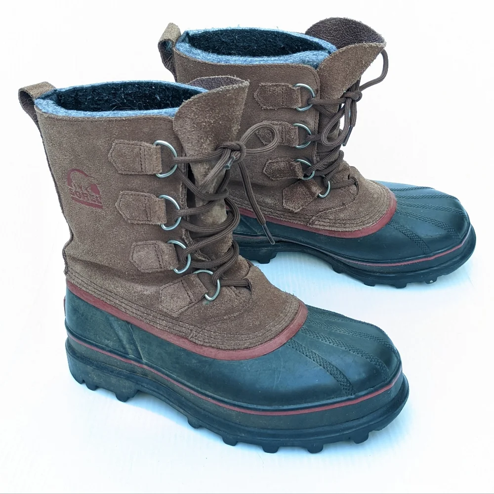 SOREL Sudbury II women's brown leather lace-up insulated winter snow duck boots